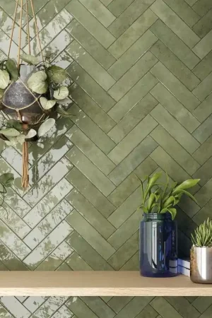 carrelage imitation zellige 6x24.6 cm sage green Prix Réduit